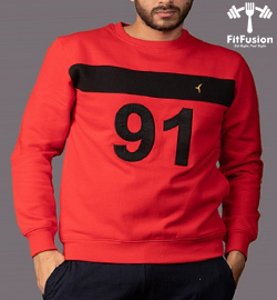 Crew Neck Red Sweat Shirt